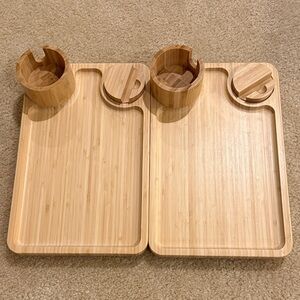 Bamboo Double Serving Tray with Removable Cups - Natural Bamboo